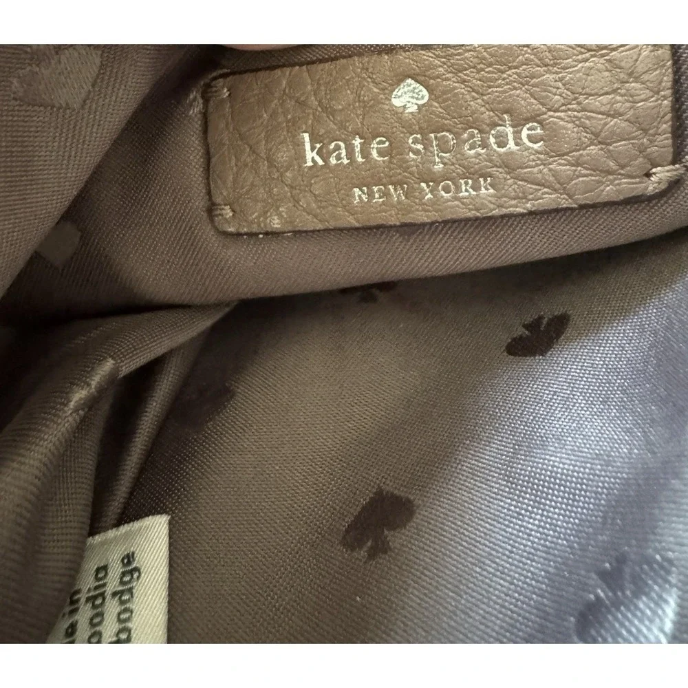 Kate Spade New York Crossbody Bag Taupe Cream Blue Zip Top Leather
